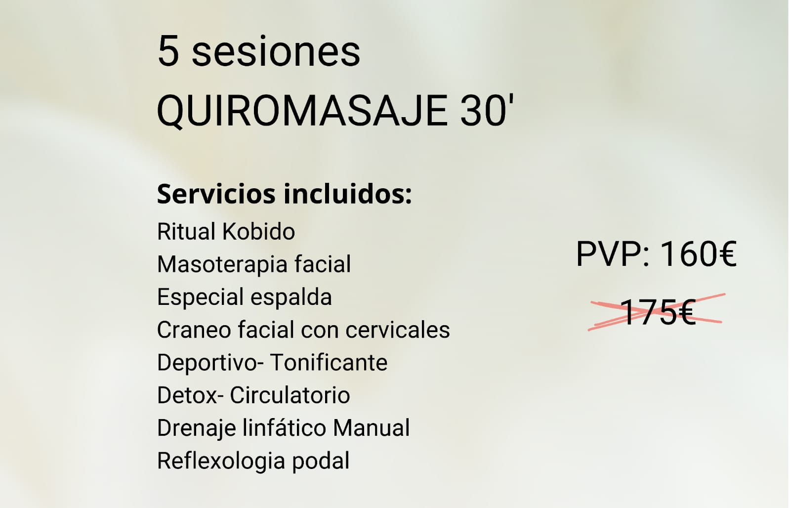 BONO QUIRO 30  - pack de 5 sesiones-